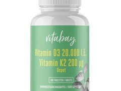 Vitamina D3 20,000 IU + K2 (MK7) 200mcg 180 Tablete, Vitabay